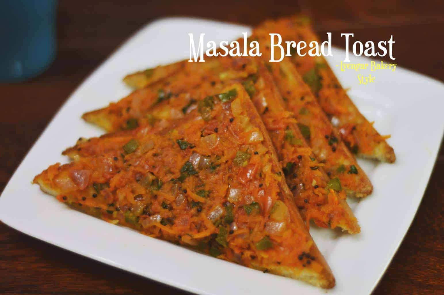 Masala Bread Toast arranged on one another in a plate