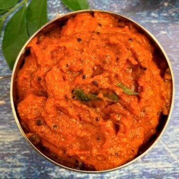 raw mango chutney served in a bowl