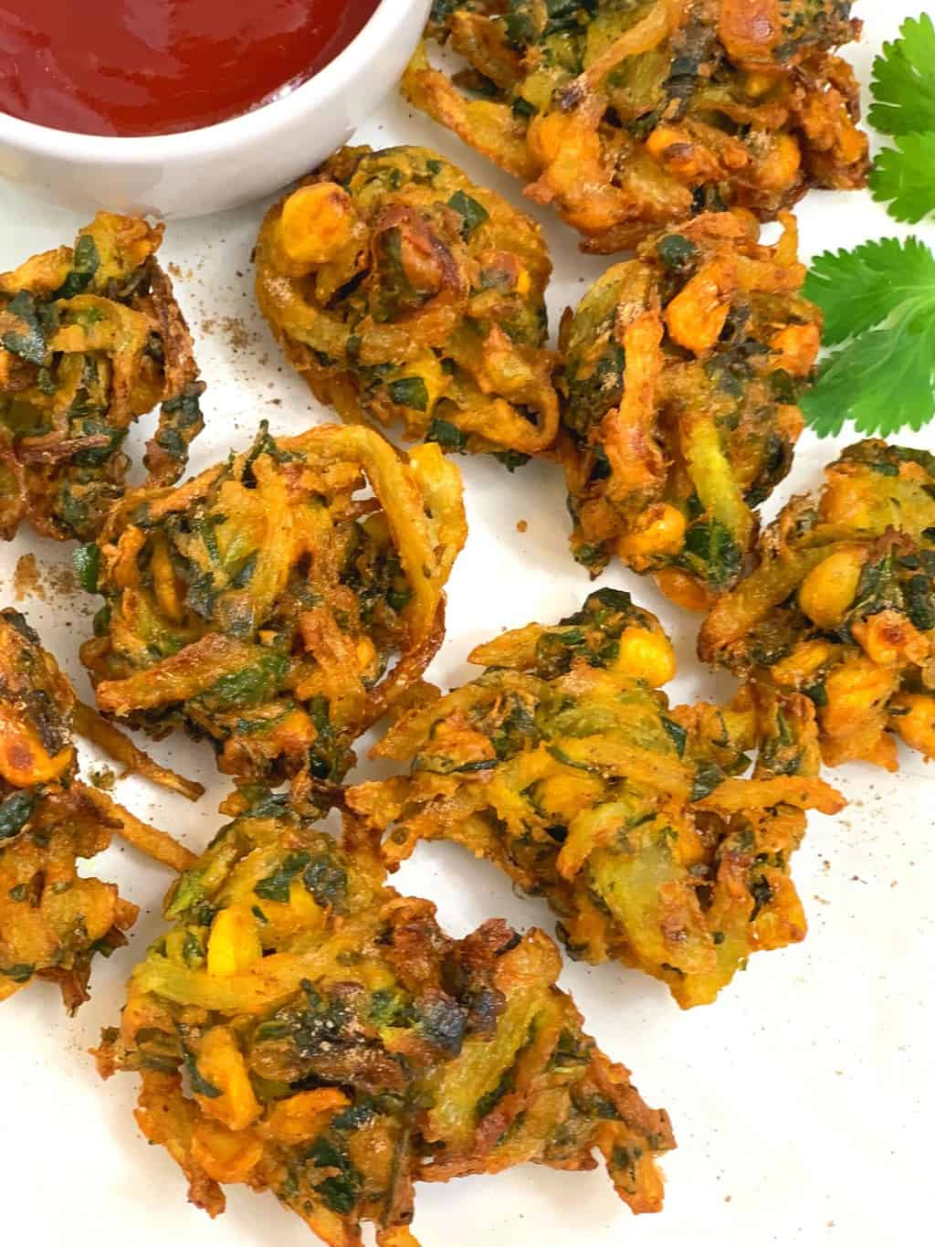 spinach corn pakoda