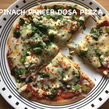 Spinach Paneer Dosa Pizza|Palak Paneer Dosa Pizza