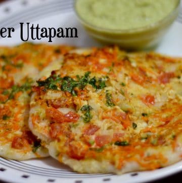 paneer uttapam served on a plate