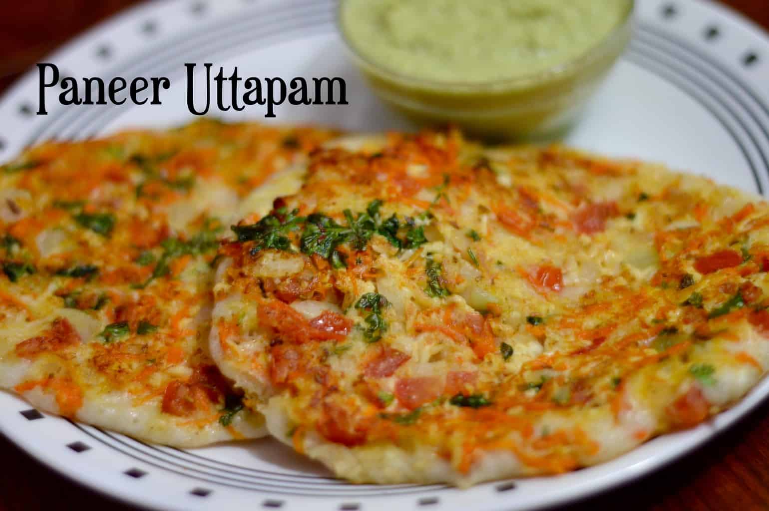 paneer uttapam served on a plate