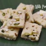 Milk Powder Burfi served on a banana leaf