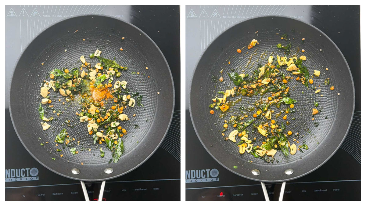 Step to add turmeric and hing collage.