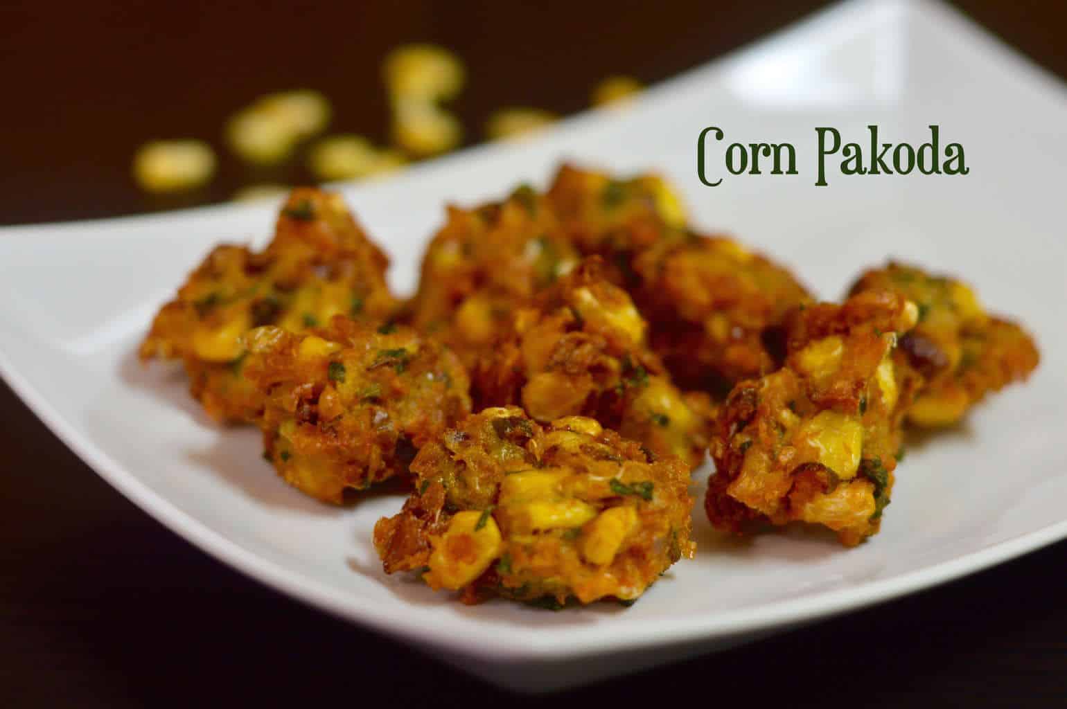 Crispy Corn Pakoda served on a plate