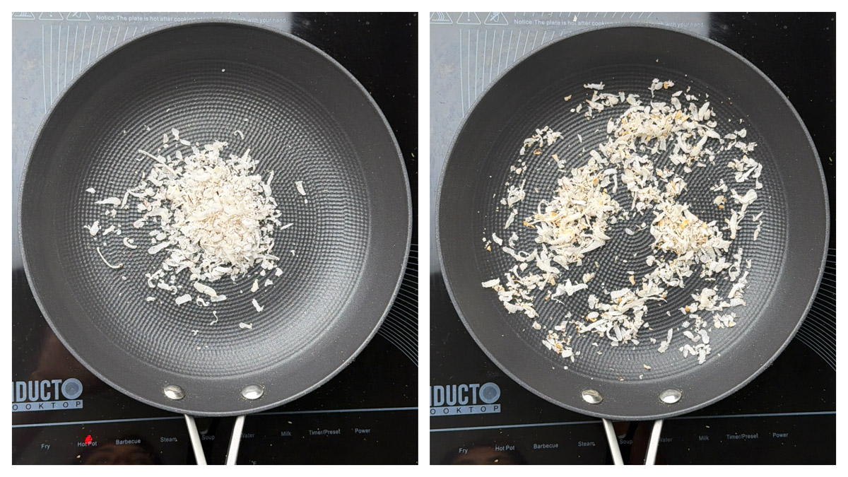 Step to dry roast dry coconut collage