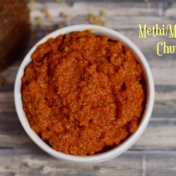 Methi Chutney served in a bowl