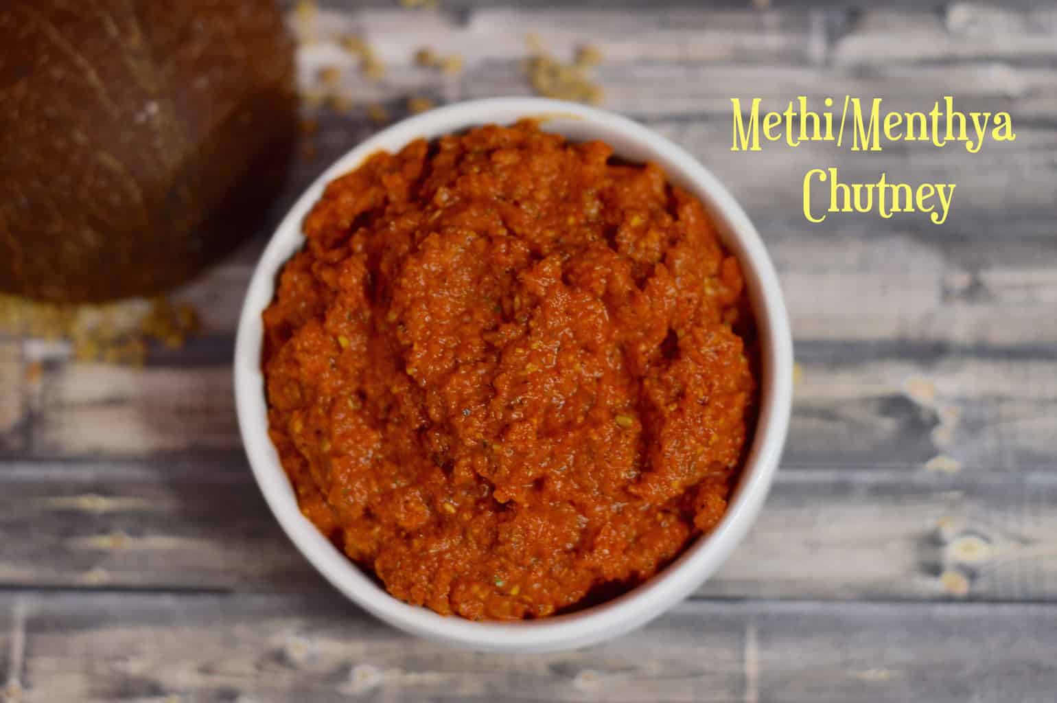 Methi Chutney served in a bowl