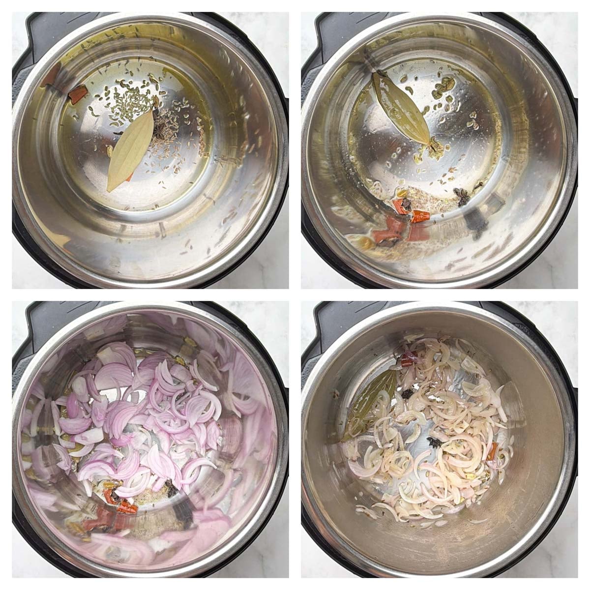 Step to saute spices and onions collage