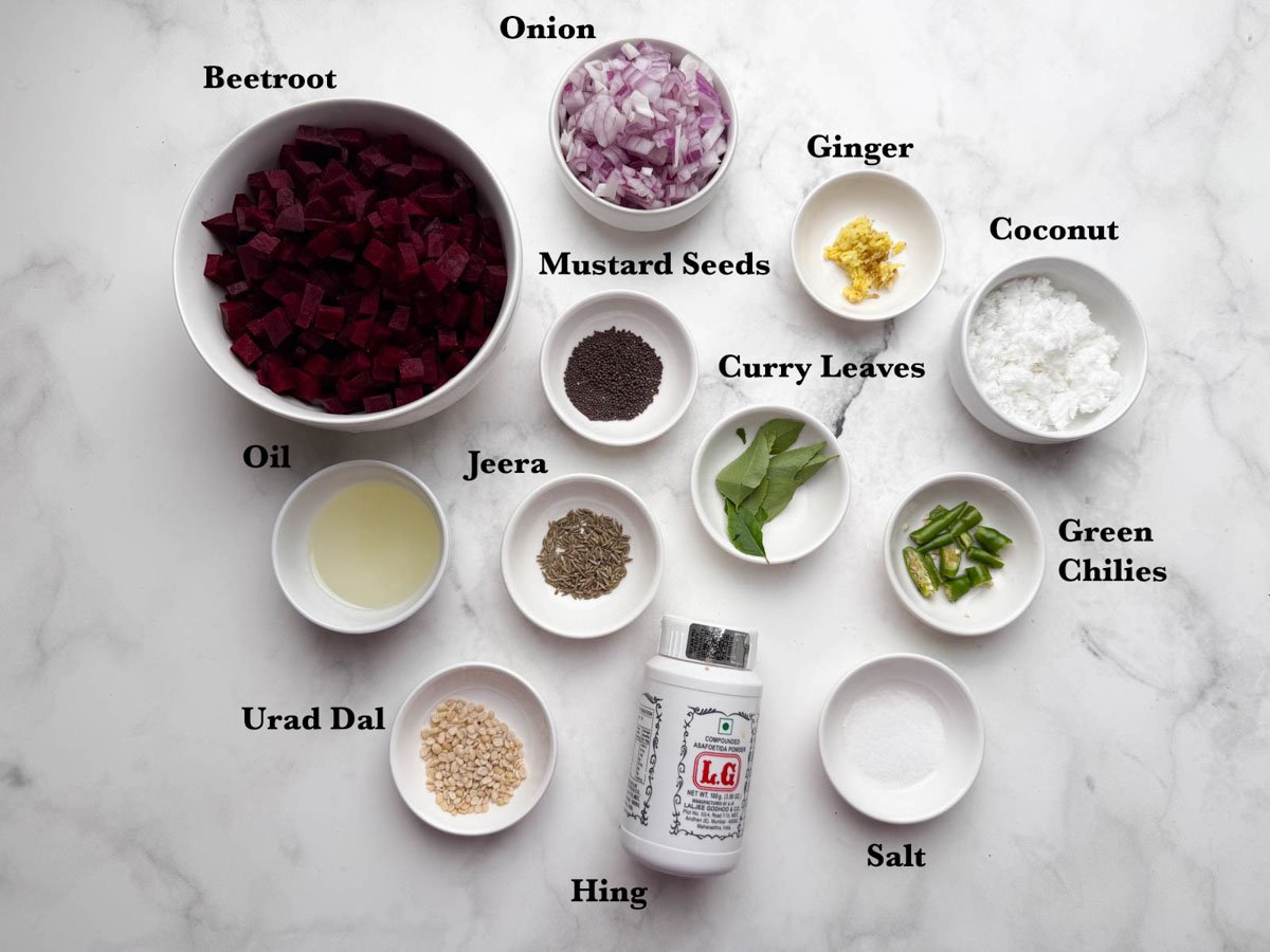 Beetroot poriyal ingredients