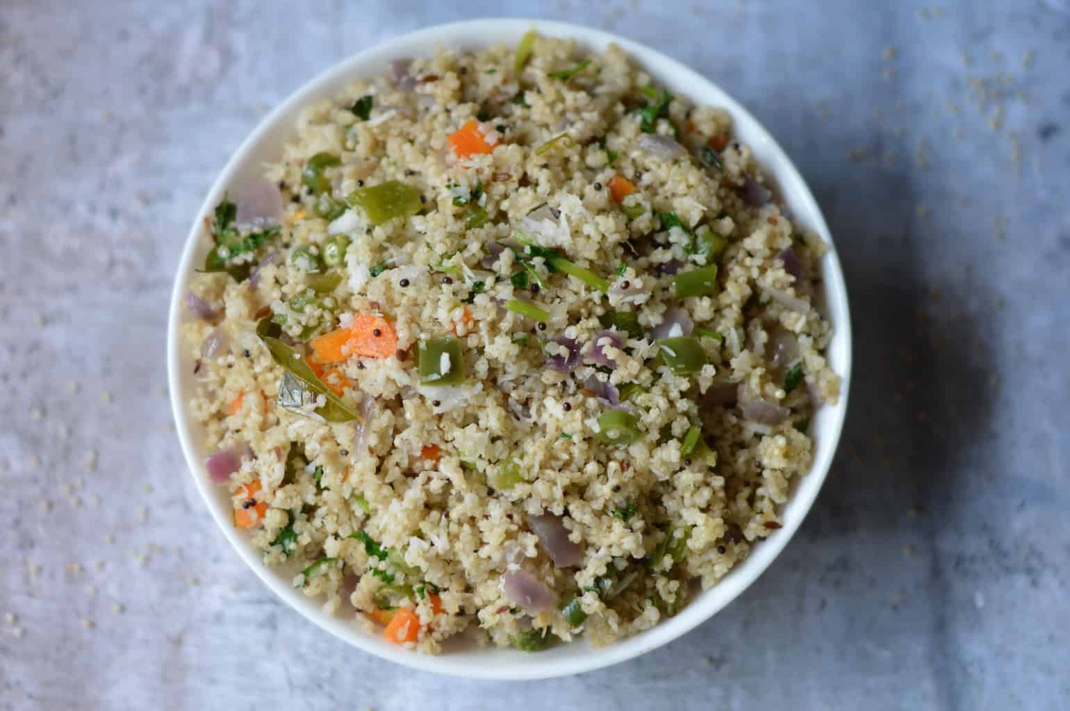 little millet upma served in a bowl