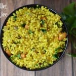 Little Millet Lemon Rice served in a bowl garnished with cilantro