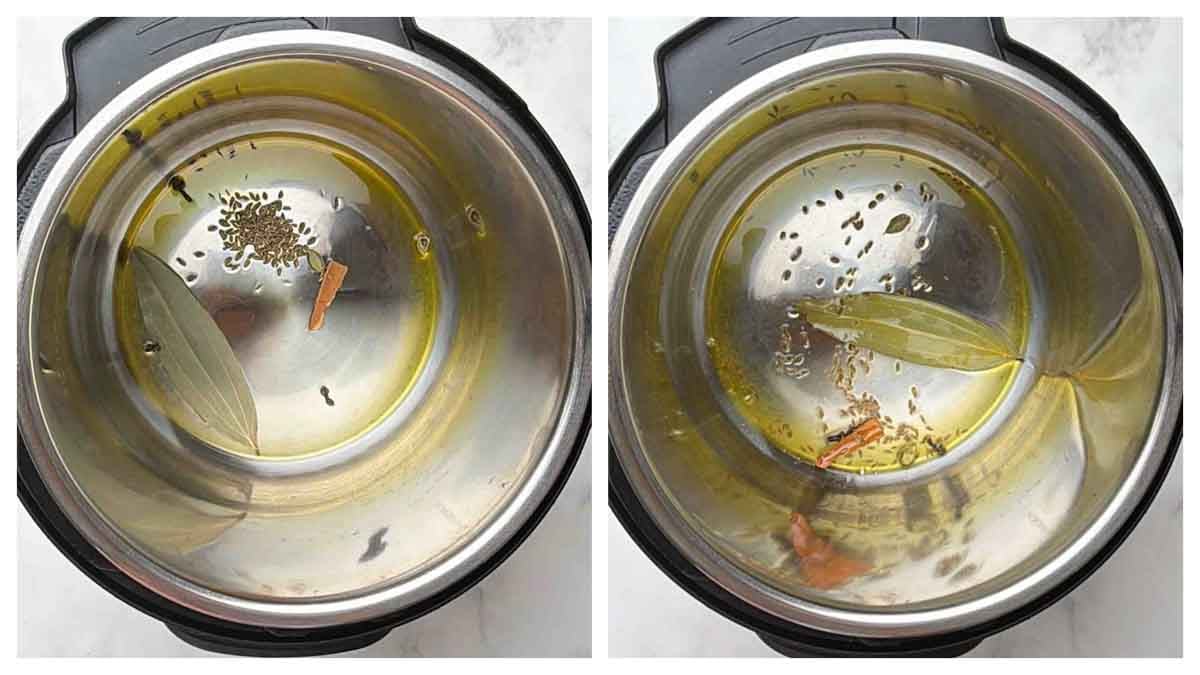 Step to saute whole spices collage.