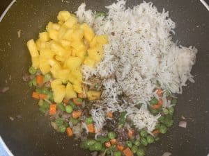 step to add pineapple and rice