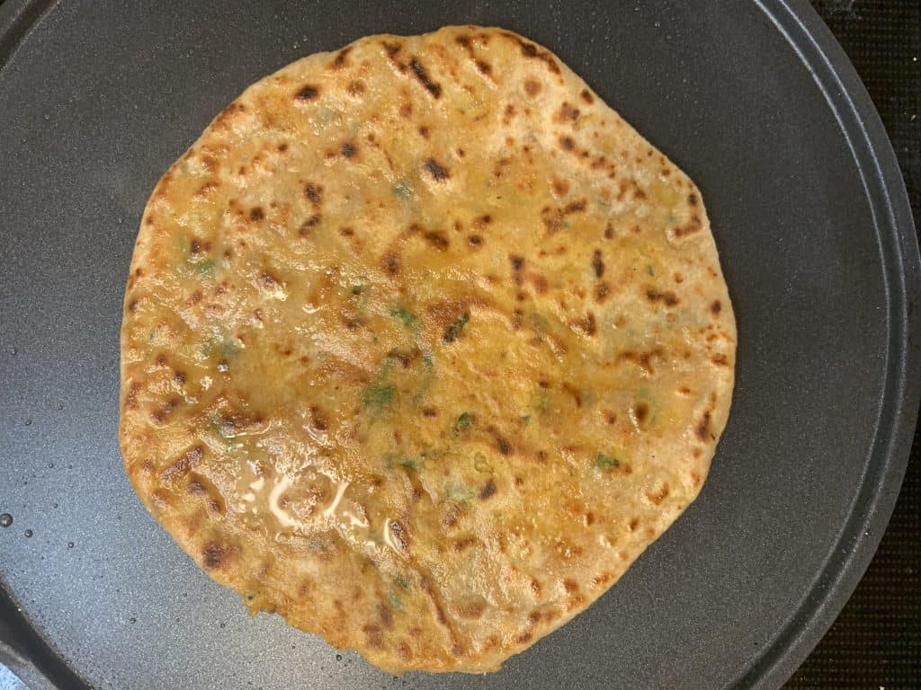 step to fry flatbread on the tawa