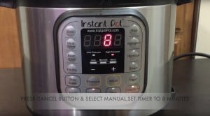 pressure cook for 8 minutes in the instant pot