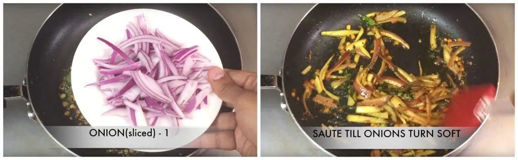step to saute onions till golden brown collage