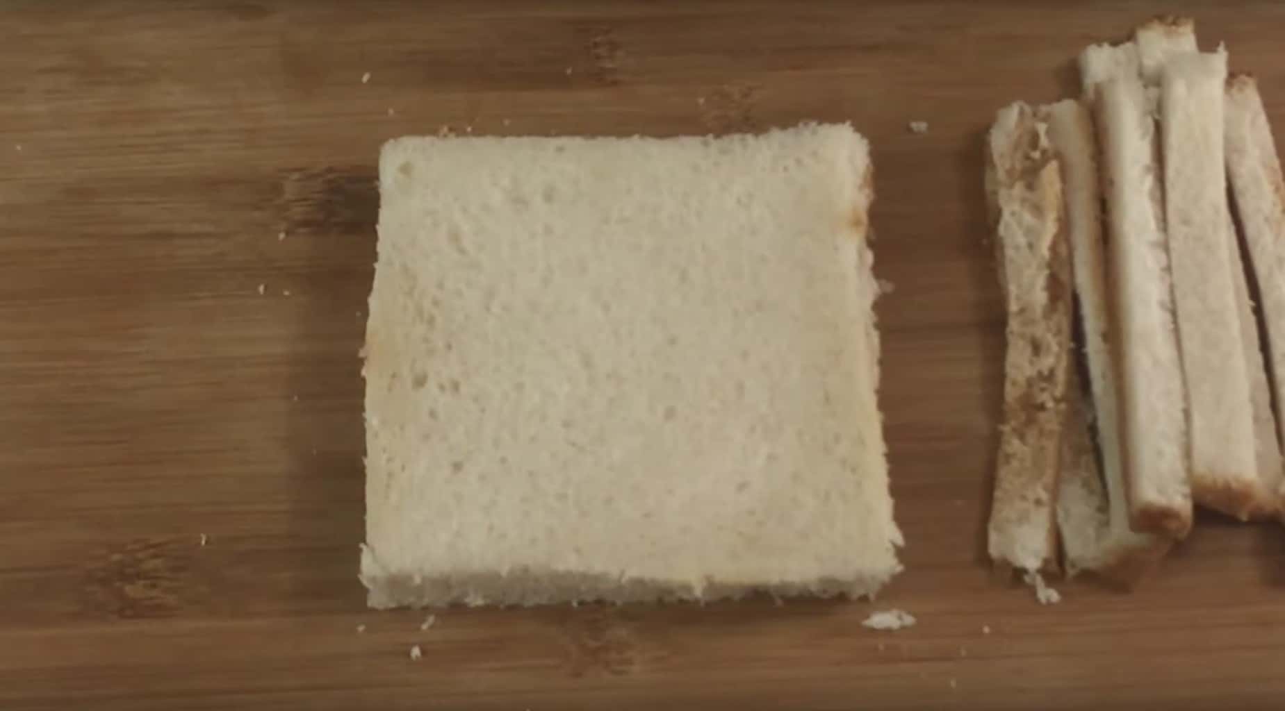 remove brown edges of the bread