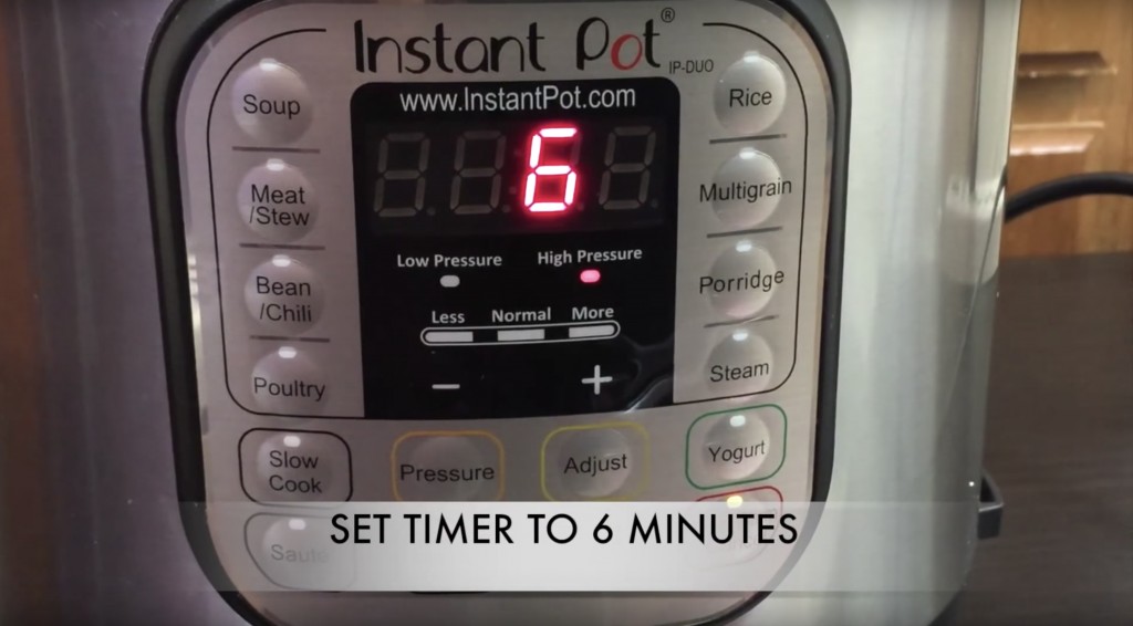 instant pot timer set to 6 minutes