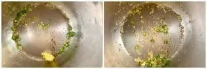step to saute green chilies and ginger collage