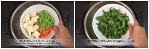 step to add vegetables and spinach collage