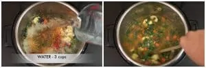 step to add moong dal rice and water collage