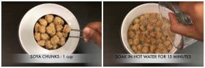 step to soak soya chunks in water collage