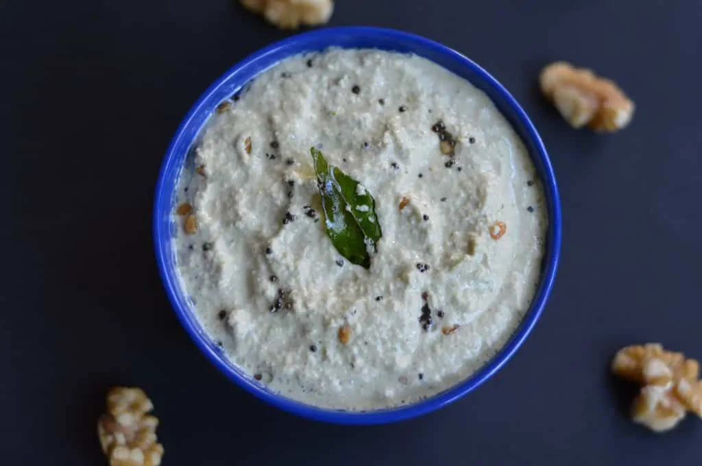 walnut chutney in a bowl