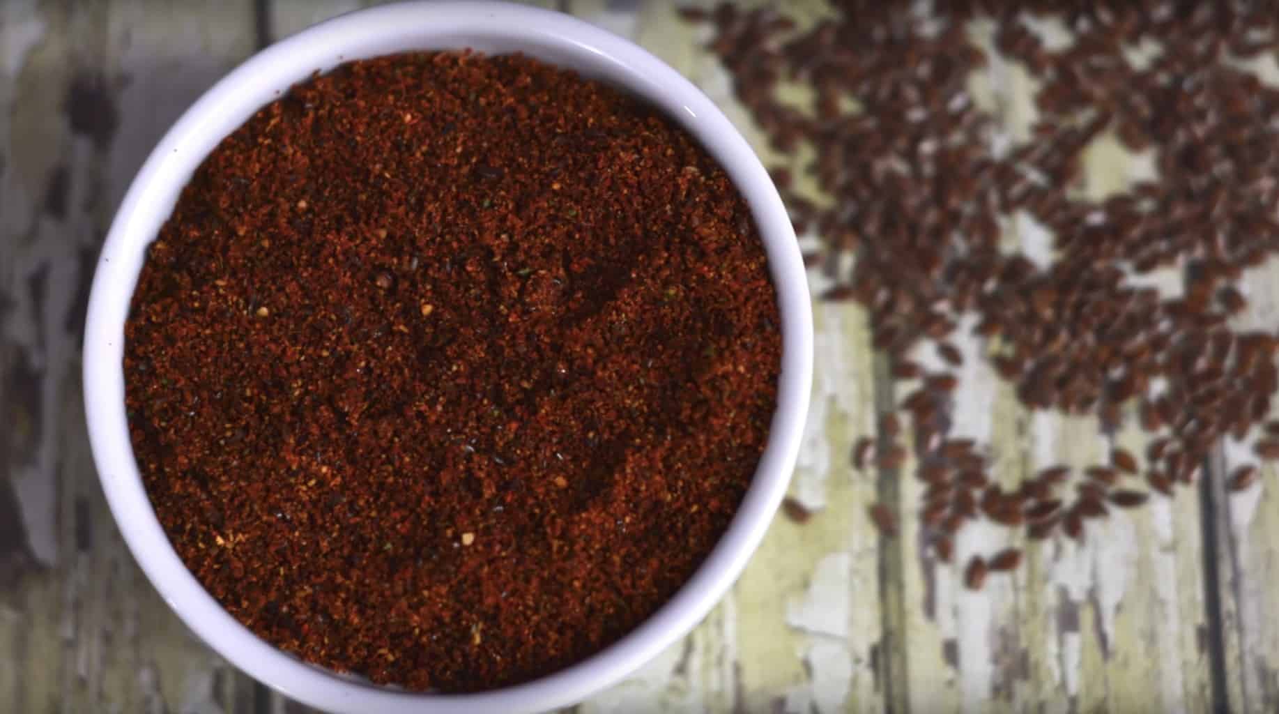 flax seeds chutney powder in a bowl