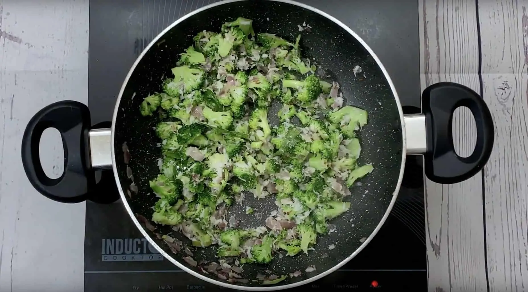 Broccoli Stir Fry with coconut in a kadai