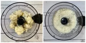 cauliflower rice prepared in food processor