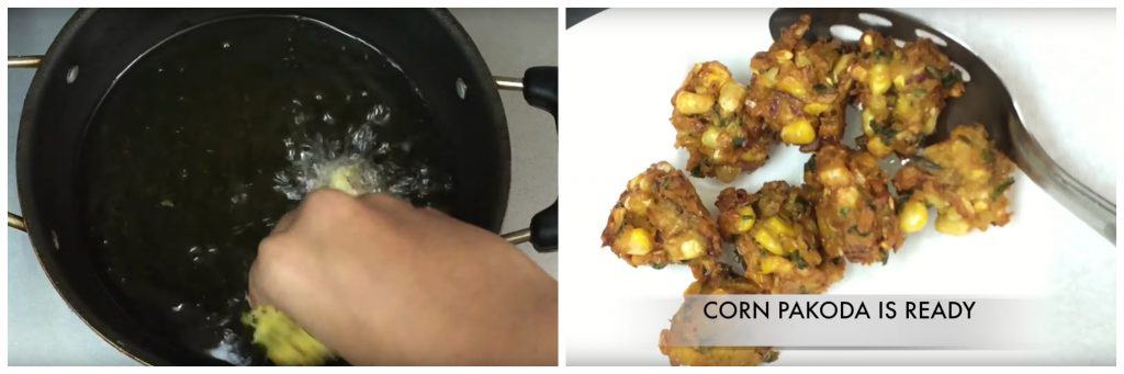 step to deep fry pakora collage