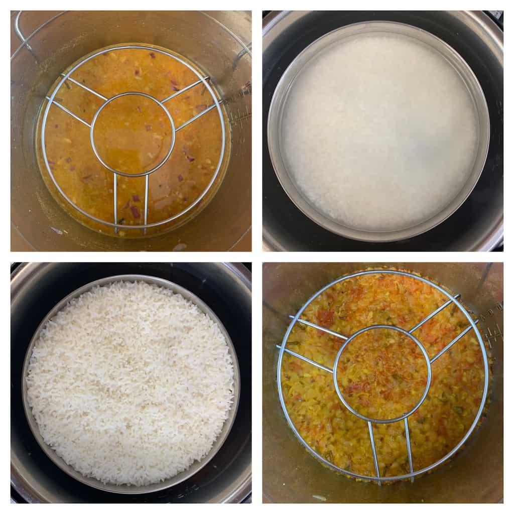 steps to cook rice and lentils pot in pot collage