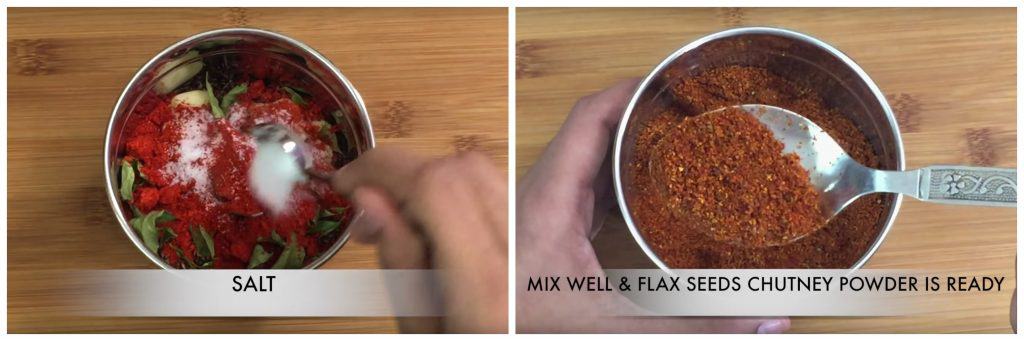 step to make flax seeds chutney powder collage