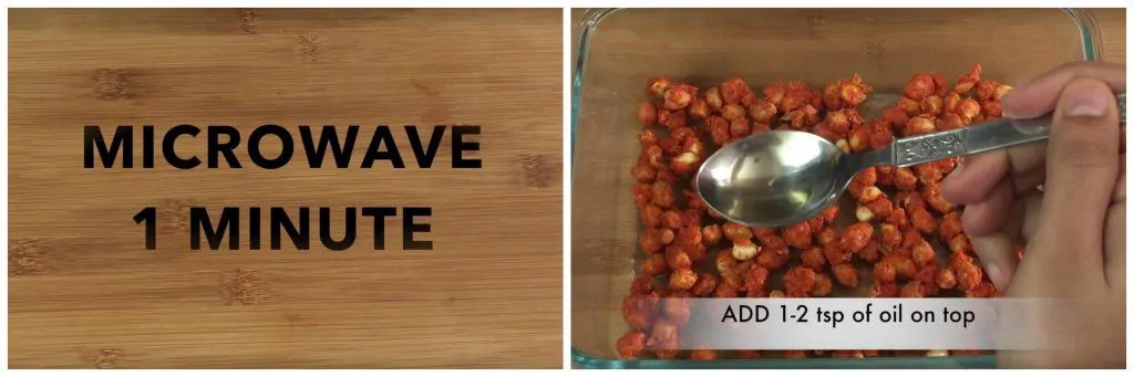 step to microwave with a teaspoon of oil collage