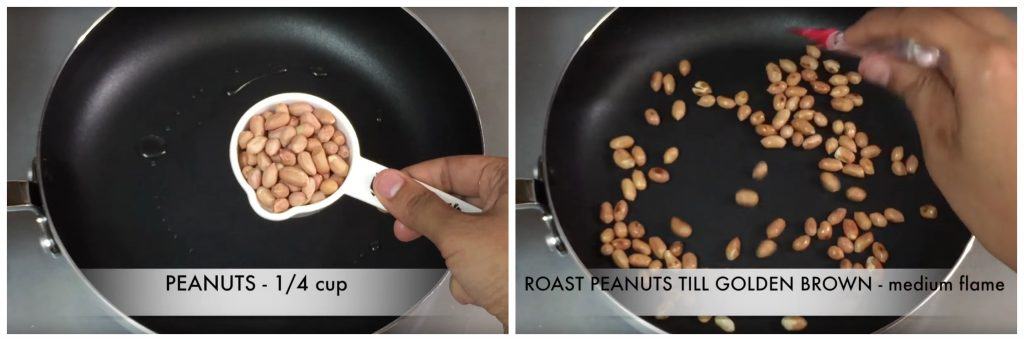 step to roast peanuts in a tawa collage