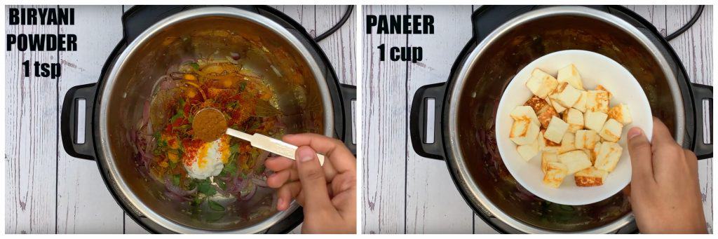 step to add paneer and dry spices collage