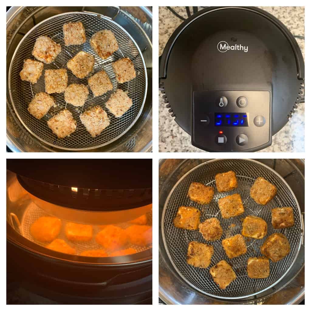 coated paneer on crisplid airfryer collage