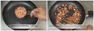 step to roast peanuts in a pan collage
