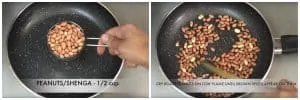 step to roast peanuts in a pan collage