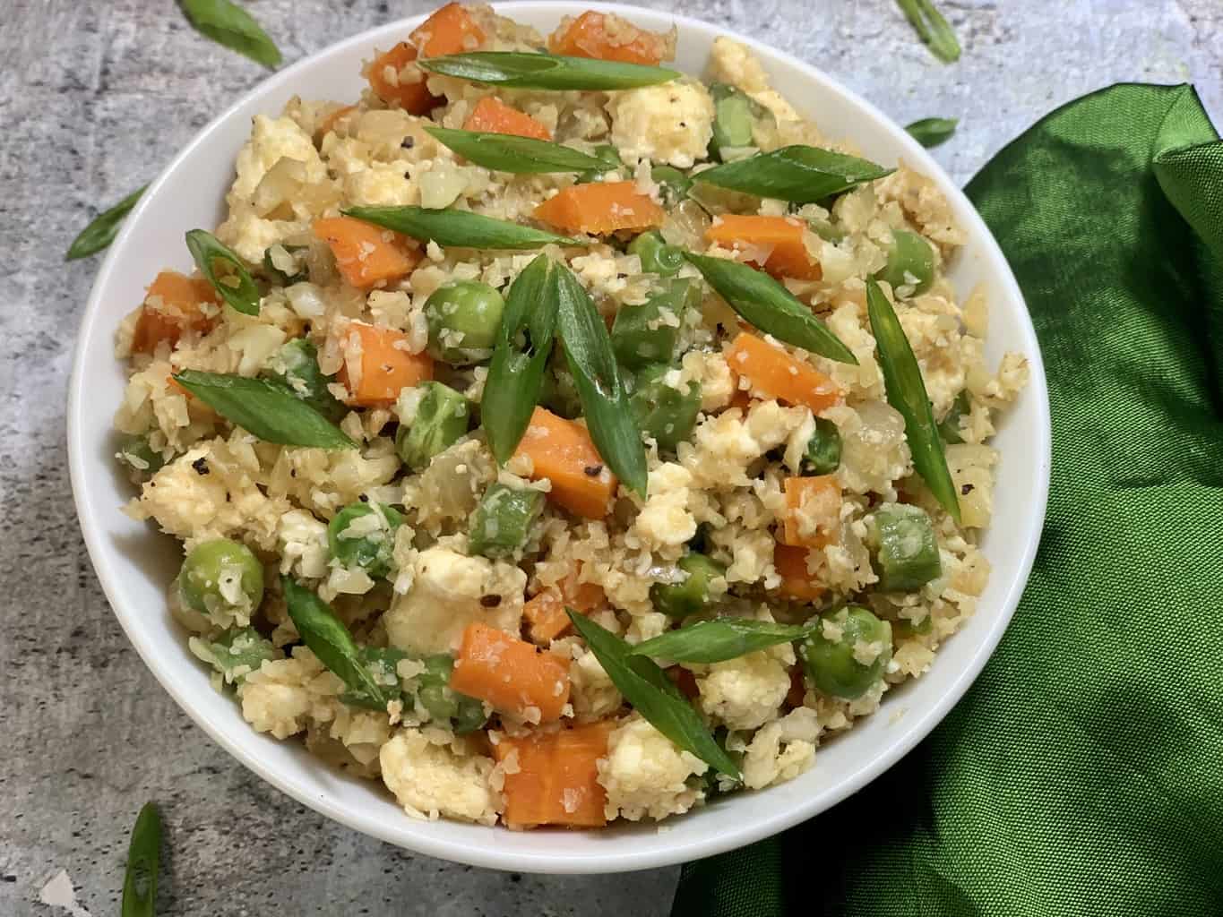 cauliflower rice fried rice in a bowl