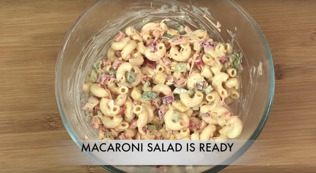 cold pasta salad in a bowl