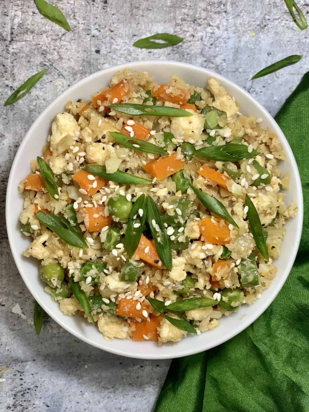 cauliflower fried rice served in a bowl