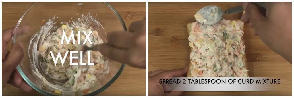 step to apply mixture on bread collage