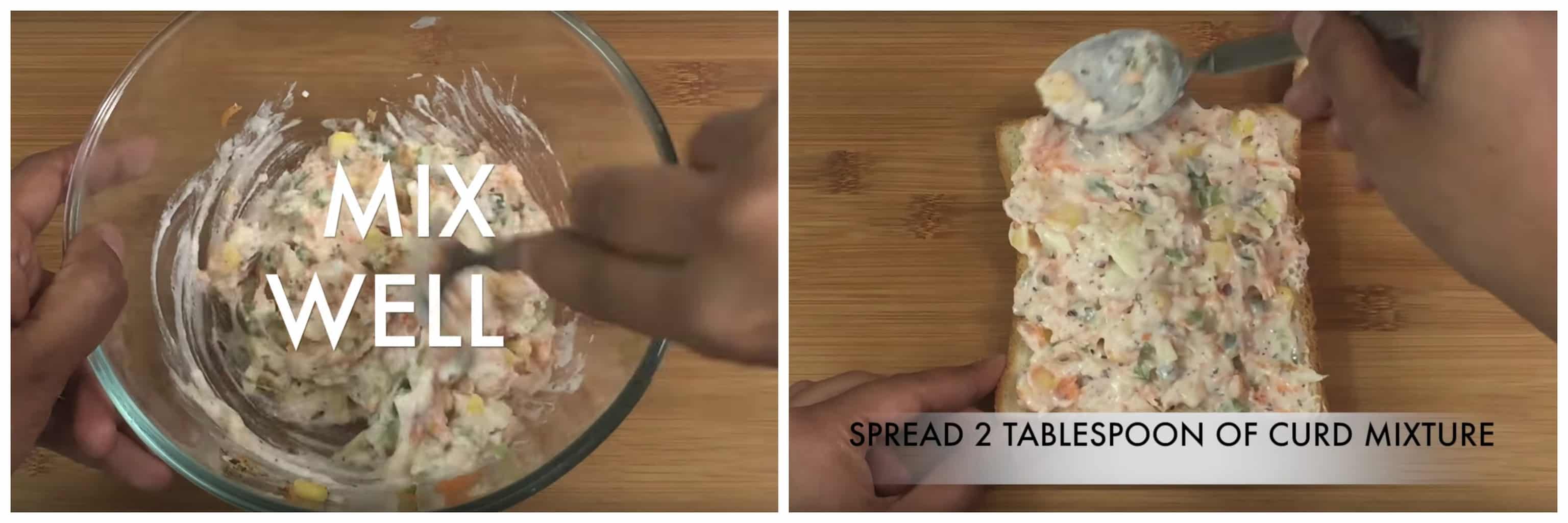 step to apply mixture on bread collage