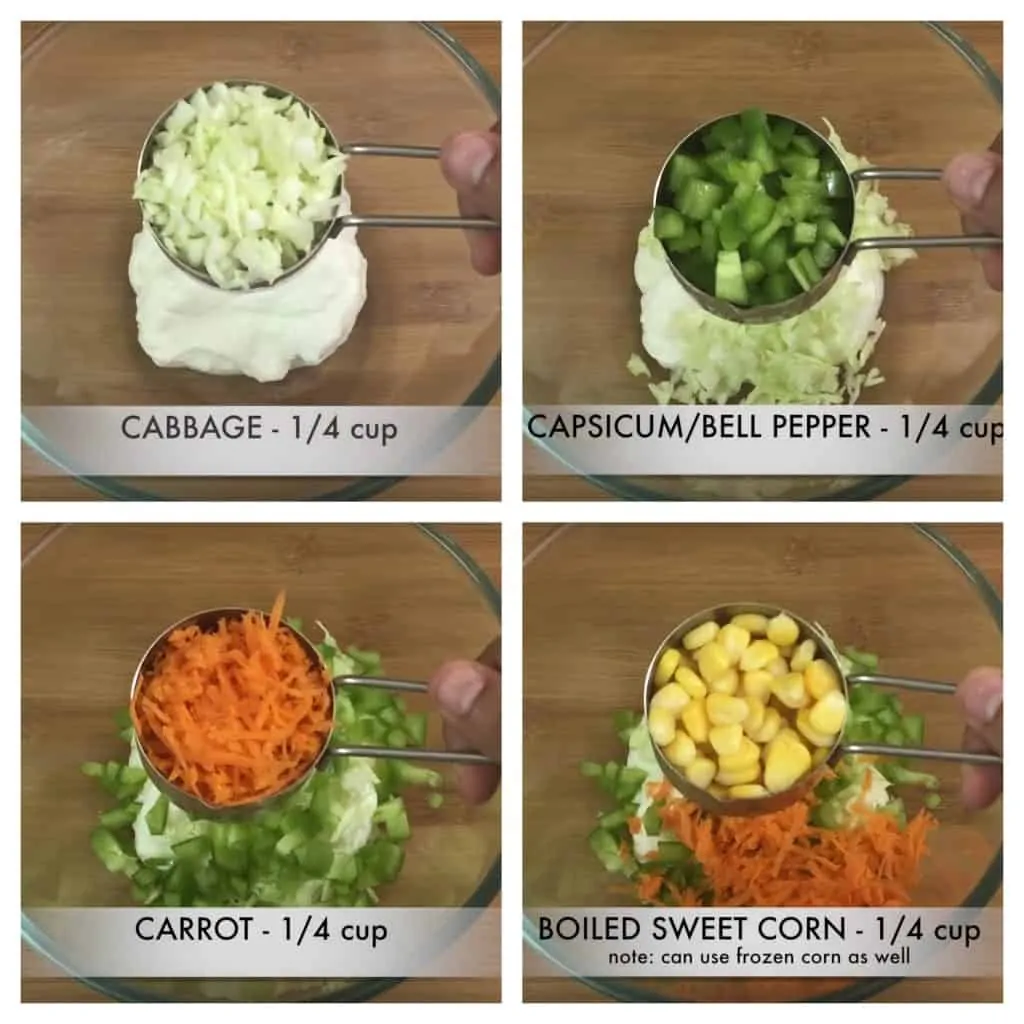 step to add shredded vegetables to yogurt collage