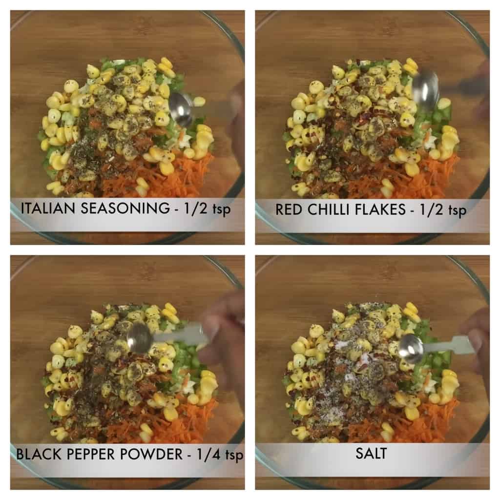 step to add seasonings to mixture collage