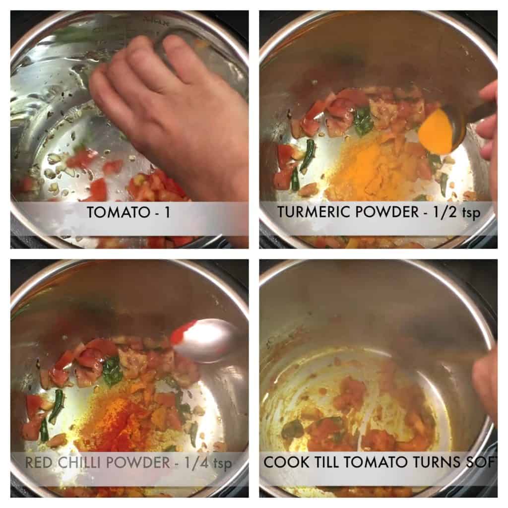 step to cook tomatoes with spices collage
