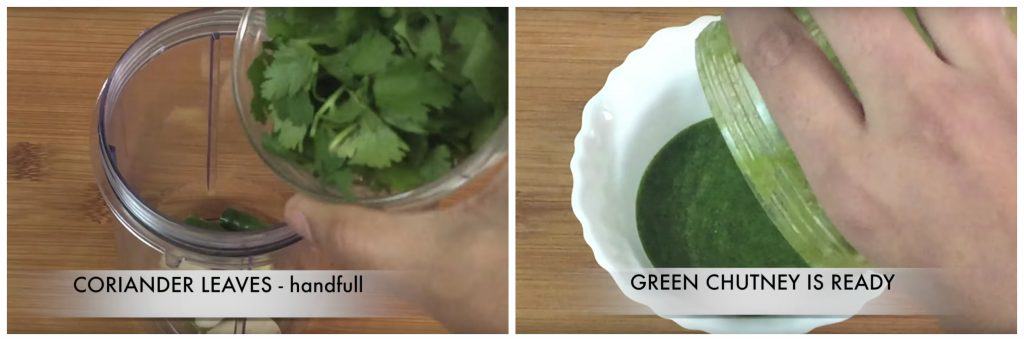 step to blend the green chutney masala collage