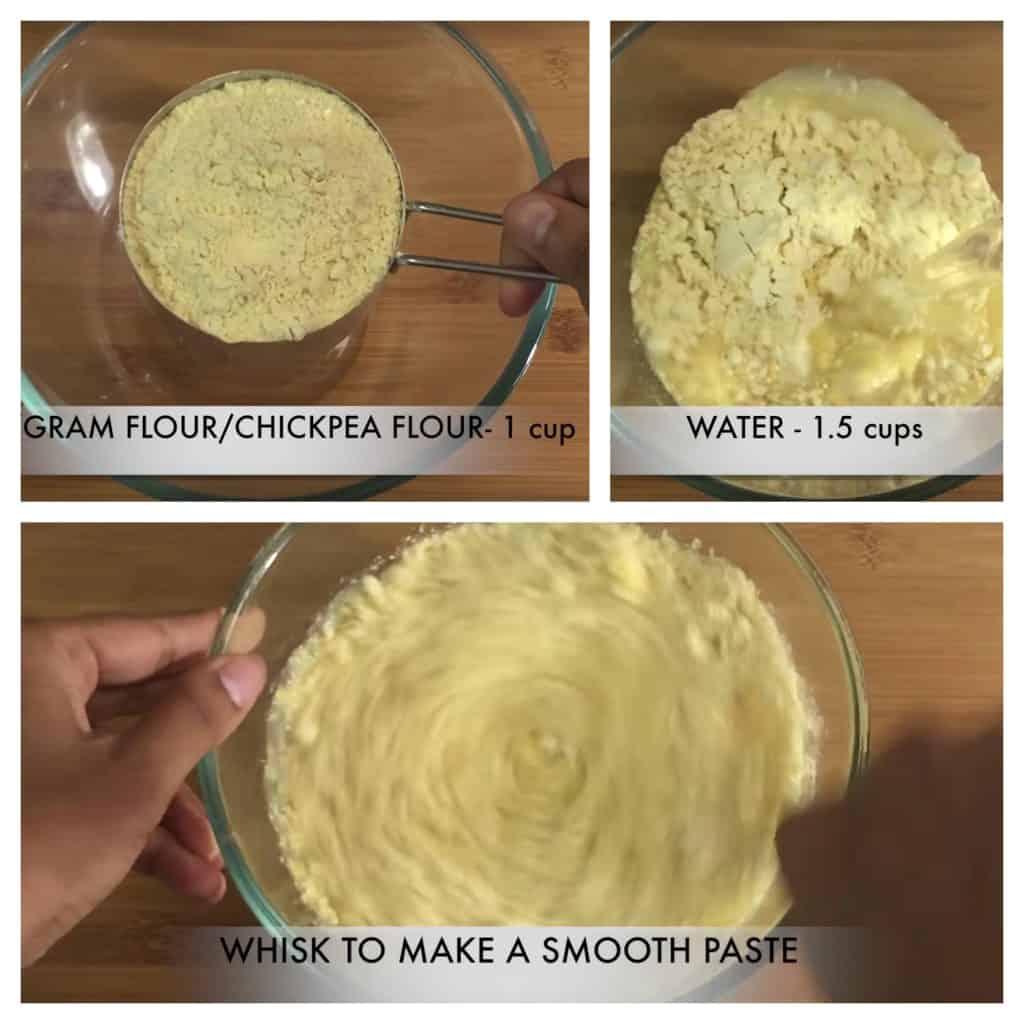step to mix besan with water collage